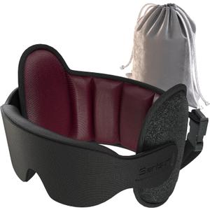 Upgraded Travel Pillow, U-Shaped Airplane Head Strap for All Heights, 360 Support, 3D Sleep Mask, 100% Light Blocking, Long Flights Essentials Headrest, Stop Bobblehead, Red