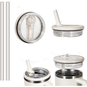2 Pack 40 oz Tumbler Flip Straw Lid Replacement Fit for Stanley Quencher, Leak Proof for Stanley Lid Replacement Spill Proof Reusable Tumbler Cover Compatible with 40oz Stanley Cup Accessories (White) 2 Pack 40 oz Tumbler Flip Straw Lid Replacement Fit for Stanley Quencher, Leak Proof for Stanley Lid Replacement Spill Proof Reusable Tumbler Cover Compatible with 40oz Stanley Cup Accessories (White)