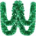 Dingion 59 Feet Mardi Gras Tinsel Garland Metallic Twist Garland Shiny Hanging Ornaments for Carnival Tree Party Supplies Indoor and Outdoor Decoration(Shinny, Green)