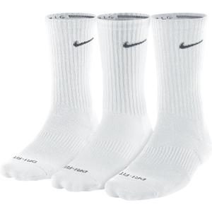 Nike Dri-FIT Cushion Crew Athletic Socks 3-Pack, White (M 6-8)