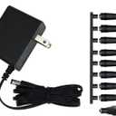 9V Power Supply,9V 1.5A 13.5W Universal 100-240V AC to DC 9Volts 1.5A 1A 0.8A 0.5A 450mA Power Adapter with 9 Plugs for LED Strip Light Camera Router Elliptical Trainer -Center Positive 5.5x2.1mm Plug