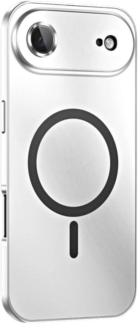 Aluminum Alloy Magnetic Case for iPhone [Metal Frame] Shockproof Slim Matte Cover with Lens Protection, Compatible with MagSafe Wireless Charging (Silver, iPhone 17 Air)