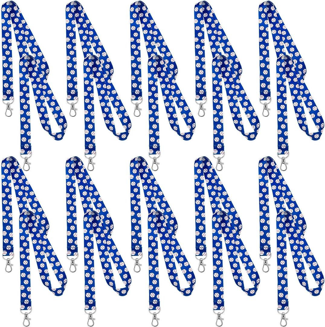 Yinder 20 Pcs Lanyards Bulk Baseball Lanyard Keychains ID Wallet Badge Key Holder Neck Gifts for Sport Team