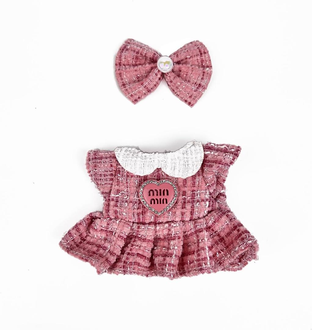 17cm Doll Clothes(NO Doll), Cute Dolls Outfit Accessories with Hair Clip + Skirt, Small Kawaii Clothes Set for Dolls (Style 19)