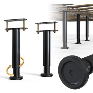 2Pcs Adjustable Height Bed Frame Support Leg, Extra Sturdy Steel Bed Frame Support Legs with Wider Rubber Base, More Stable/Quieter, Bed Slat Reinforcement Kit for King/Queen Bed (7"-12.6")