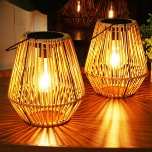 Homemory 2 Pack Solar Lanterns Outdoor Waterproof Hanging Lights, Outside Solar Lamp Decorative for Garden, Yard, Patio, Porch, Trees, Lawn, Pathway, Table