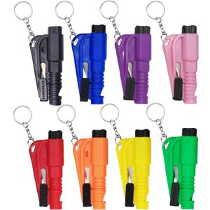 8 Pcs Car Window Breaker Tool Keychain,3 in 1 Glass Breaker and Seatbelt Cutter & Survival Whistle, Emergency Keychain Car Escape Tool Applicable to All Cars, Car Accessories (Green)