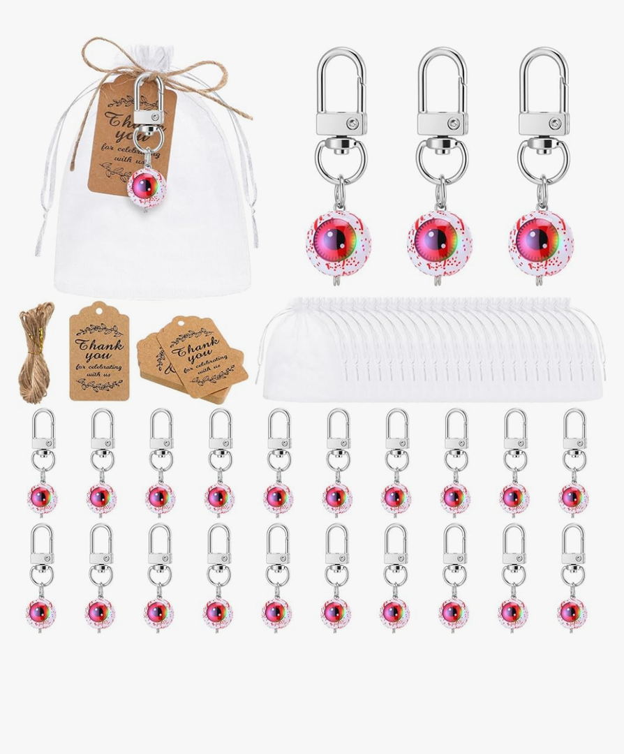 20 Set Evil Eye Keychain Bulk Christmas Party Favor Keyring Gift with Thank You Tag Organza for Women Bag