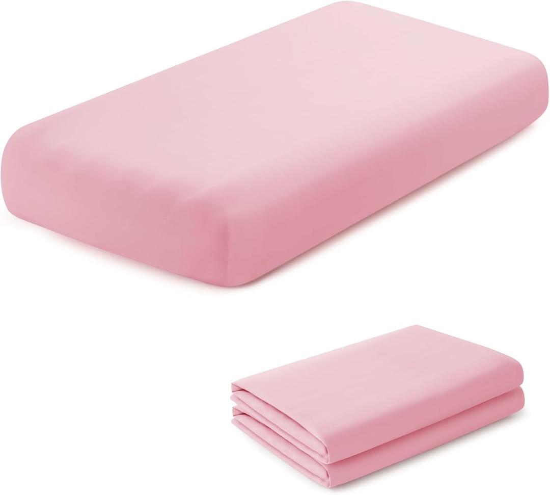 2 Pack Kids Air Mattress Fitted Sheet Only Compatible with Intex Cozy Kidz, Light Pink Toddler Inflatable Mattress Sheets for Travel Camping Airbed & Sleepover Party