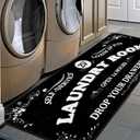 Farmhouse Laundry Room Rug Runner Non Skid Machine Washable Area Rugs Laundry Decor for Kitchen, Bath, Washroom (Black-2 48x20in)
