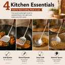 4-Piece Stainless Steel Wok Utensil Set, Anti-Scald Wooden Handle Wok Spatula & Ladle for Carbon Steel Woks