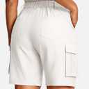 ISEEGZ Linen Shorts for Women 5"/ 7", Size 14 (White)