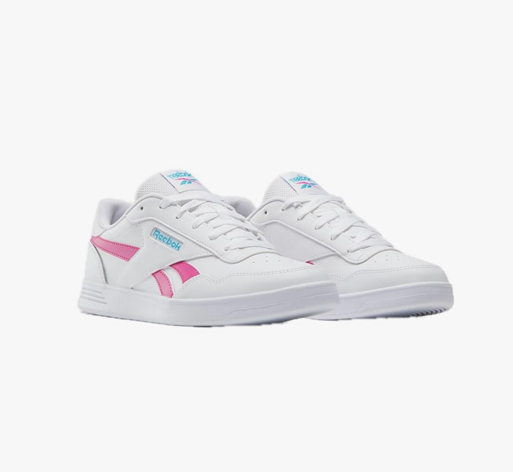 Reebok Women's Court Advance Sneaker, Footwear White/Bold Cyan/Laser Pink, Women's Size 7