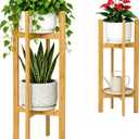 35.4” 2 Tier Bamboo Adjustable Tall Plant Stand Indoor Fits 5-12 Inch Pots