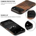 TENDLIN Magnetic Case Compatible with iPhone Air Case Wood Grain with Carbon Fiber Texture Design Leather Hybrid Slim Cover (Compatible with MagSafe) Hairline