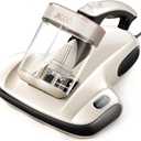 JIGOO Mattress Vacuum Cleaner UV Sanitizing, Anti-allergen Bed Cleaner with 12Kpa Suction, Handheld Vacuums for Dust & Pet Hair, Effectively Clean Up Bed, Pillows, Cloth Sofas, Carpets (Pearly White)