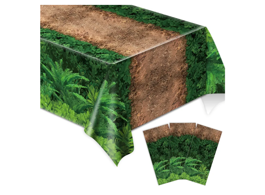 chiazllta 3pcs Forest Path Tablecloth Dinosaur Party Tablecloth Woodland Birthday Supplies Dino Jungle Party Decorations Favor for Baby Shower, Picnic, Camping 105 x 54 inch