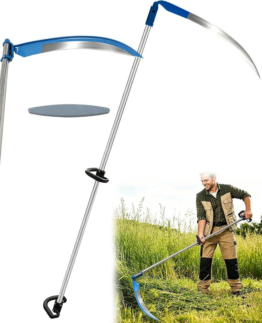 27" Scythe for Grass Cutting with 27" Steel Blade & 62" Handle
