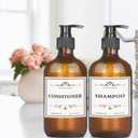 4 Pack 16.9 Oz Shampoo and Conditioner Hand Soap Dispenser Refillable Pump Bottles with Waterproof Labels (Amber)