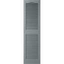 12 in. W x 52 in. H Builders Edge, Standard Cathedral Top Center Mullion, Open Louver Shutters, Includes Matching Installation Spikes (Per Pair), 385 - French Roast