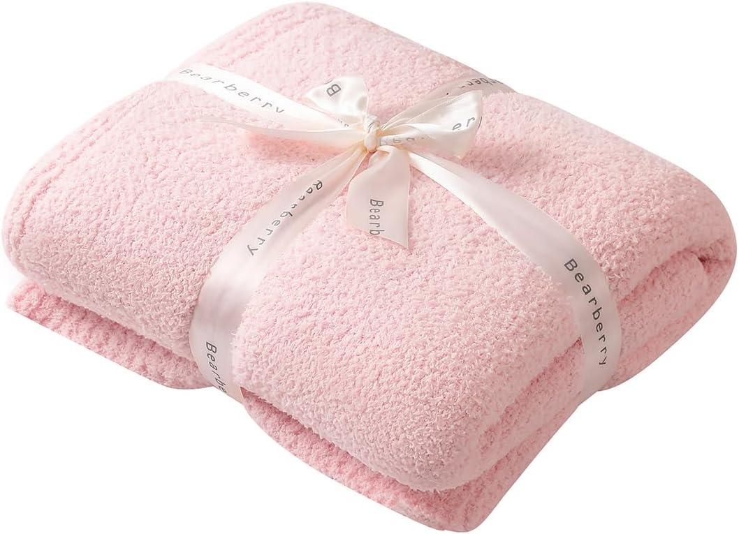 bearberry Super Soft Fluffy Throw Blanket Lightweight Cozy Warm Throw Blankets for Couch Bed Sofa All Season (Pink, 50x60)