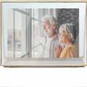 MIMOSA MOMENTS Collapsible Double-side Brass Metal Floating 5x7 Picture Frame, Tabelop Photo Frame Display 2 pcs 12 x18 cm Horizontal Photo