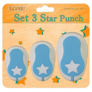 Ecohu Set 3 Star Paper Punch 0.3'' / 0.63'' / 1'', Scrapbooking Hole Punches Crafting, Design for Office Supplies, Card Making, DIY Photo Album