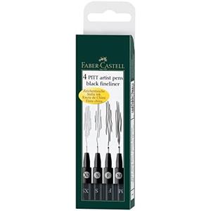 Faber-Castell Pitt Artist Pen 167115 India Ink Pens Pack of 4 M F S XS Black