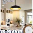 kudos 15 Inch Large LED Pendant Lights, Black and Gold Pendant Light Fixtures, Modern Hanging Lights for Kitchen Island, Dining Room, Living Room, Bedroom, 5CCT Adjustable, KDPL02-BK