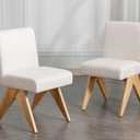 VESCASA Upholstered Dining Chairs with Inverted V-Shape Natural Wood Legs, Linen Modern Padded Dining Chairs with Cushion Back for Dining Room, Kitchen, Set of 2, Beige