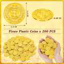 200 PCS Gold Coins, 1.4 in Plastic Coins, 0.08 in Thick Fake Coins Pirate Coins Leprechaun Gold Coins Tokens, Pirate Decorations Teacher Classroom Reward Adventure Theme Party Supplies
