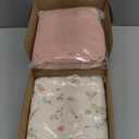 Crib Sheets for Baby Boy Girl 2 Pack, Fitted Crib Mattress Sheet 28" x 52", Muslin Toddler Bedding with Neutral Style, Nursery Bedding Essentials (Petal Leaf & Pink)