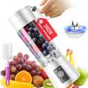 Cordless Portable Personal Size Blender - Mini Blender Make Smoothies and Shakes, 380Ml BPA Free Travel Cup, Powerful Blending Suit in Office/Home/Gym (White)