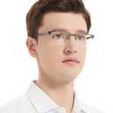 3 Pack Reading Glasses for Men Blue Light Blocking with Spring Hinge,Stylish Metal Half Frame Mens Computer Readers (+2.0 Strength)