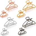 8 Pieces Metal Hair Claw Clips Set, Includes 3 Inches Large Size Hair Catch Barrette Jaw Clamp and 1.57 Inches Small Half Bun Hairpins for Women, Hair Accessories (Triangle)