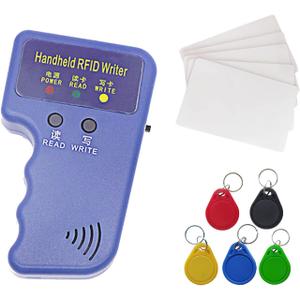 Handheld 125khz Copier RFID Smart ID Card Duplicator Used for T5577 or EM4305+5pcs T5577 NO.3 Keychains +5 T5577 Cards
