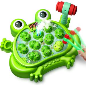 HopeRock Toys for 2 3 4 5 Year Old Boy,Toddler Toys Age 2-4, Whack A Frog Game,with 5 Modes,45 Levels,9 Music Spray and Light-up, Baby Toy Gifts for Early Learning, Birthday Gift for Toddler Boy Toys