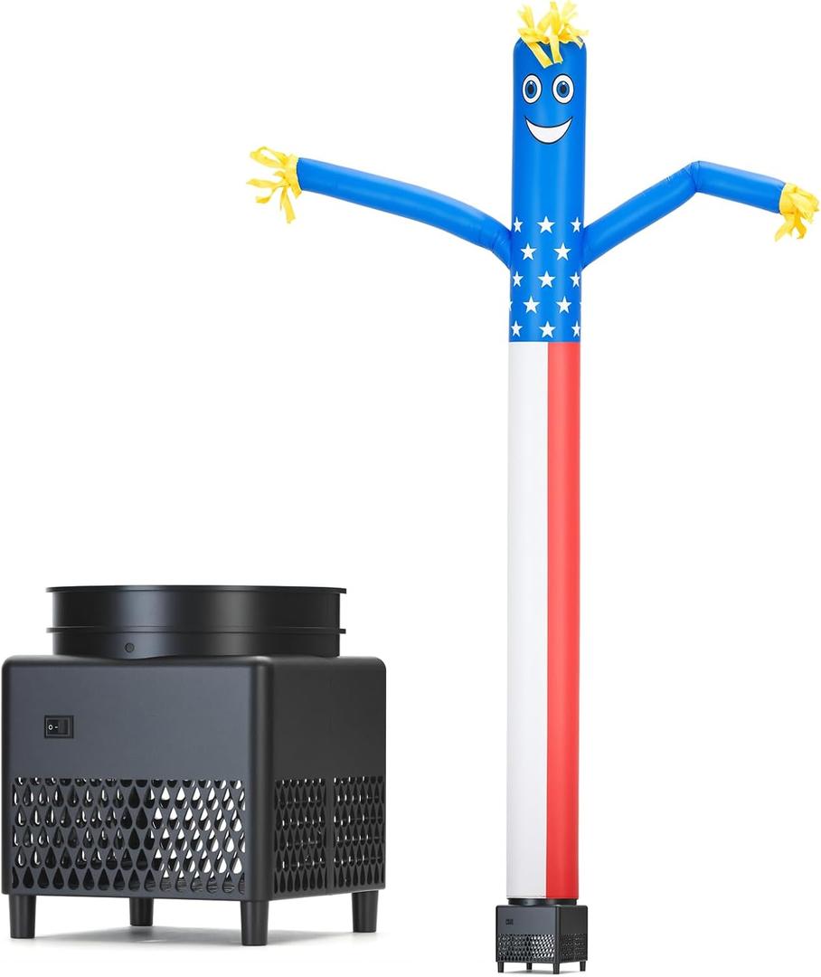 6ft Sky Air Puppet Dancer Inflatable Waving Tube Man with Lights & Built-in Blower - Wacky Waving Wind Flying Dancing Tube Guy for Business Promotion Stand Out Advertising
