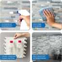 MOFIT 3D Stone Brick Backsplash Tile for Kitchen Peel and Stick Self-Adhesive Wall Tile,Marble Linear Mosaic Tiles Stickers Bathroom Wall Panels Fireplace Vanity (Blue Green Gray,10sheets)
