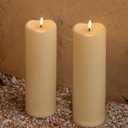 2-pack 4"*12" Large Waterproof LED Battery Operated Candles with Remote, Flickering Pillar Electric Flameless Candles for Christmas, Outdoor Lanterns, Ivory
