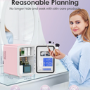 Skincare Fridge - 4L Makeup Fridge for Refrigerating Makeup, Skincare and Food, Mini Fridge for Bedroom, Office and Car, Cooler and Warmer, Beverage Cooler, Leather Pink