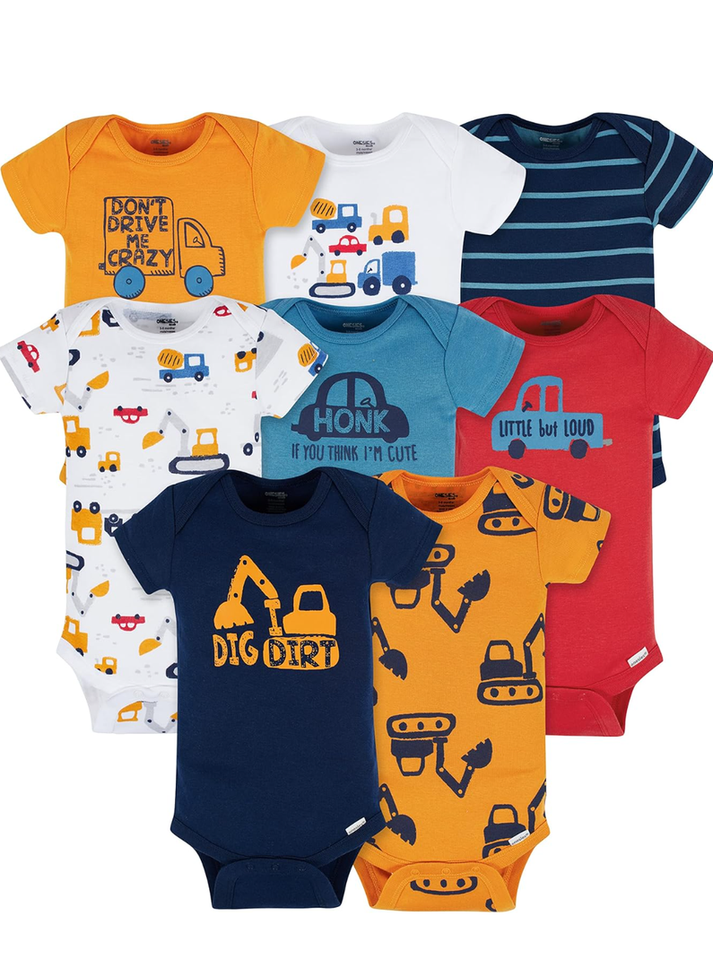 Onesies Brand baby-boys 8-pack Short Sleeve Mix & Match Bodysuits 0-3