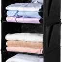 BOOMIBOO Hanging Closet Organize and Shelves5-Hanging Shelf with 2 Side PocketsStorage Foldable Black (1)