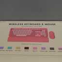 Wireless Keyboard and Mouse Combo, Cute Round Keycaps, Full-Size Retro Typewriter Keyboard with Detachable Wrist Rest, 2.4GHz Cordless Connection for Mac/Windows/PC/Laptop (Purple-Colorful)