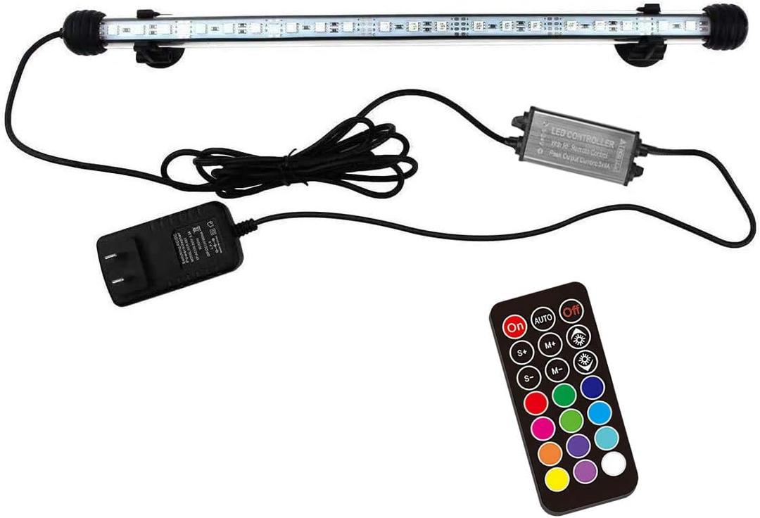 COVOART 15 inches LED Aquarium Light, 2.5W Fish Tank Light Underwater Light Submersible Crystal Glass Lights, 21 LED Beads 12 Colors 19 Modes Brightness Adjustable Memory Function IP68 Waterproof