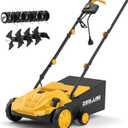 ZEGJAW Electric Dethatcher and Scarifier 2-in-1, 13-inch 12Amp Lawn Dethatcher, 4-Position Depth Adjustment with 30L Collection Bag, Quick-Fold, Keeps Lawn Health for Garden & Yard