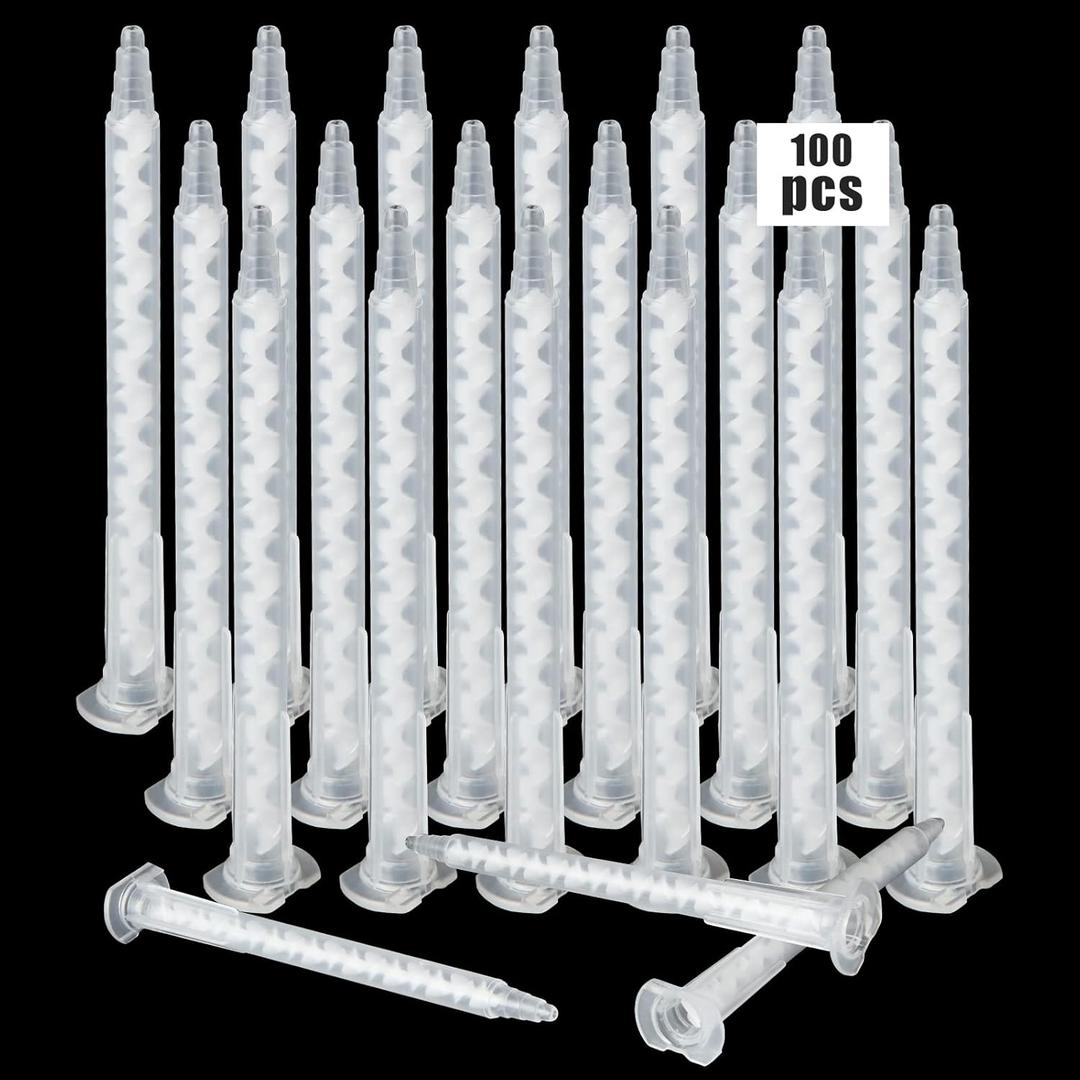 100 Pieces Epoxy Mixing Nozzle Static Mixer Nozzle Tubes Adhesive Cartridges Tip for 50ml Adhesive Applicator Cartridges(1:1 Ratio)