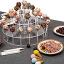 YestBuy Cake Pop Display Stand, 30 Hole Cake Pop Holder , 3 Tiered Lollipop Holder for Weddings, Birthday Parties, Anniversaries Gift, Halloween, Christmas Candy Decorative (Clear)