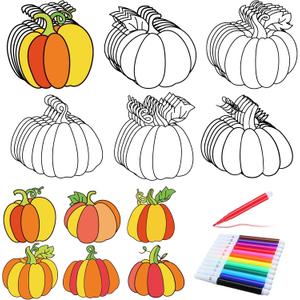 30 Pcs Fall Pumpkin Crafts for Kids Thanksgiving Color Your Own Pumpkin Magnet DIY Coloring Favors Ornaments for Fall Thanksgiving Halloween Gifts Home Party Activities Art Party Favors
