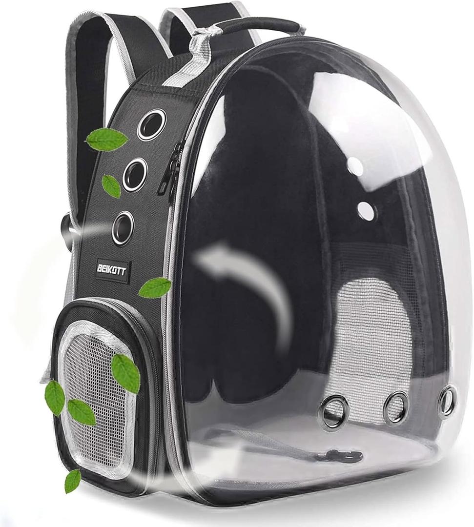 Cat Backpack Carriers, Dog Backpack, Pet Backpack for Small Cats Puppies Dogs Bunny, Airline-Approved Ventilate Transparent Bubble Backpack for Travel and Outdoor(Black)